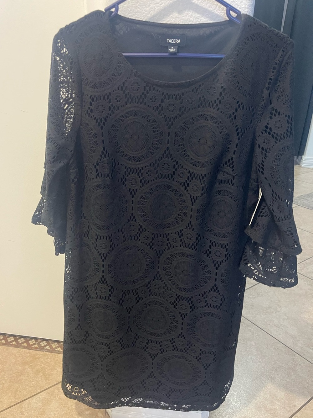 Tacera Black Lace Shift Dress NWT